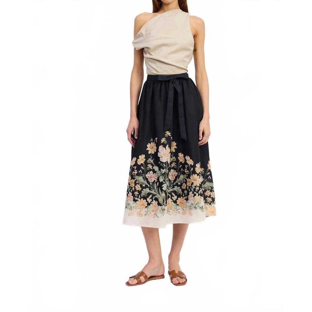 NEW EN SAISON iris midi skirt in black
